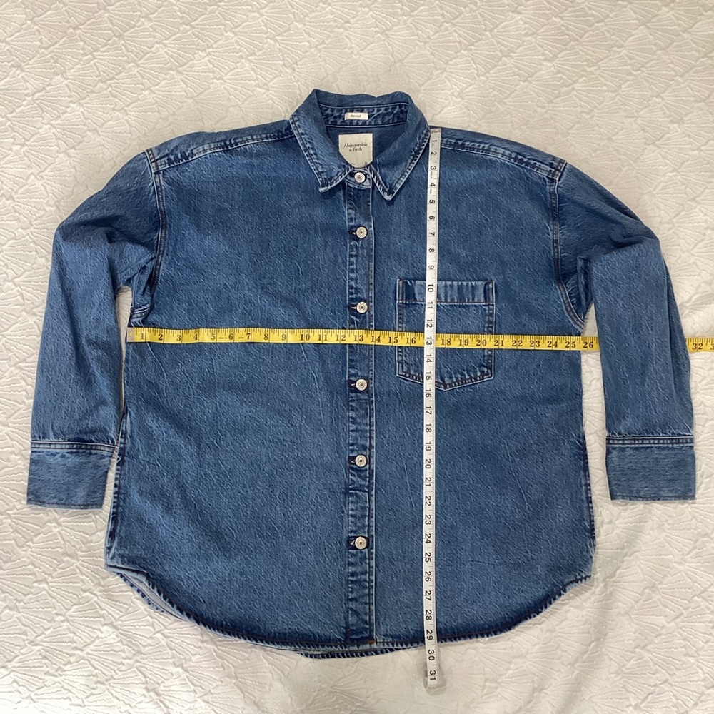 Abercrombie & Fitch Thick Denim Oversized Shirt - Picture 2 of 4